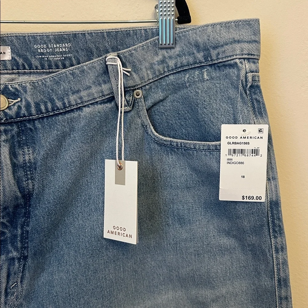 Good‎ American Good Standard Baggy Jeans Low Rise 30 1/2” Inseam Sz 18 NWT
